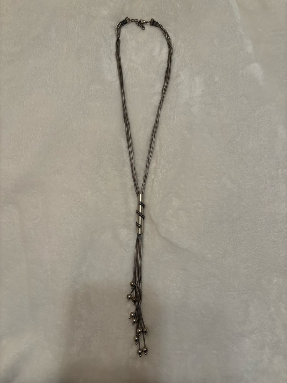 Source Unknown Silver Multi-Strand Necklace with Pearls